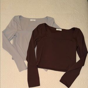 Aritzia Babaton square neck tops- Brown and Gray